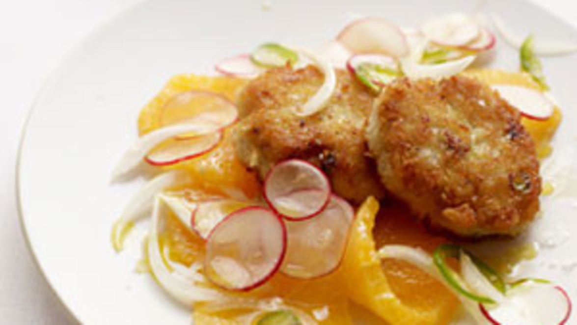 Cod Cakes with Orange and Radish Salad